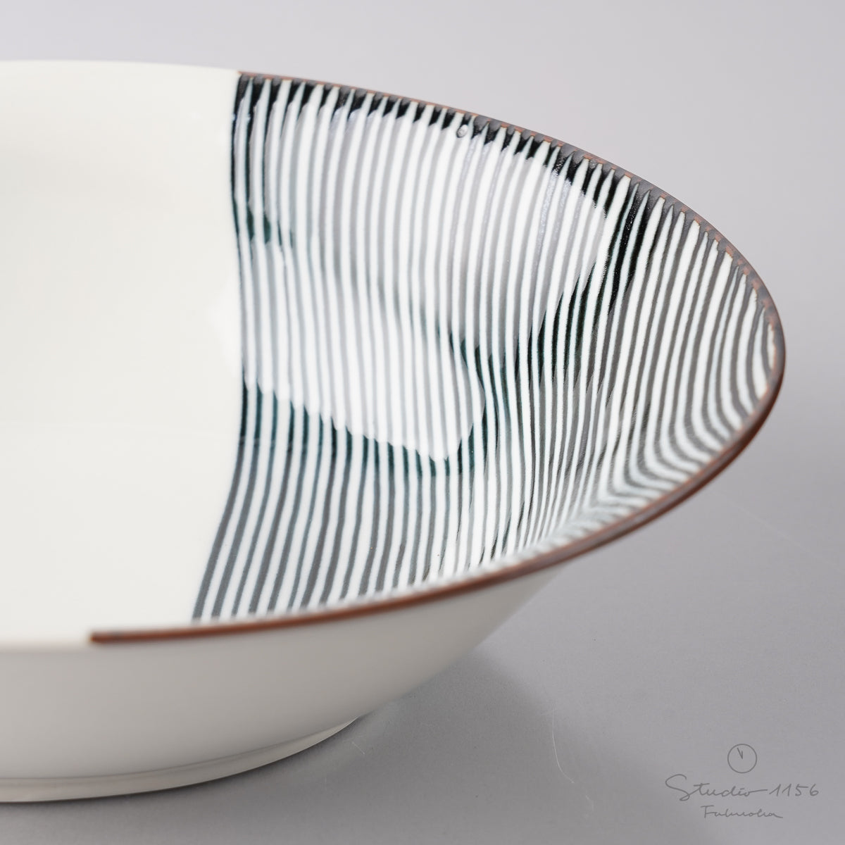 波佐見焼 ハーフライン カレーパスタ皿 25cm Fukuho Studio1156