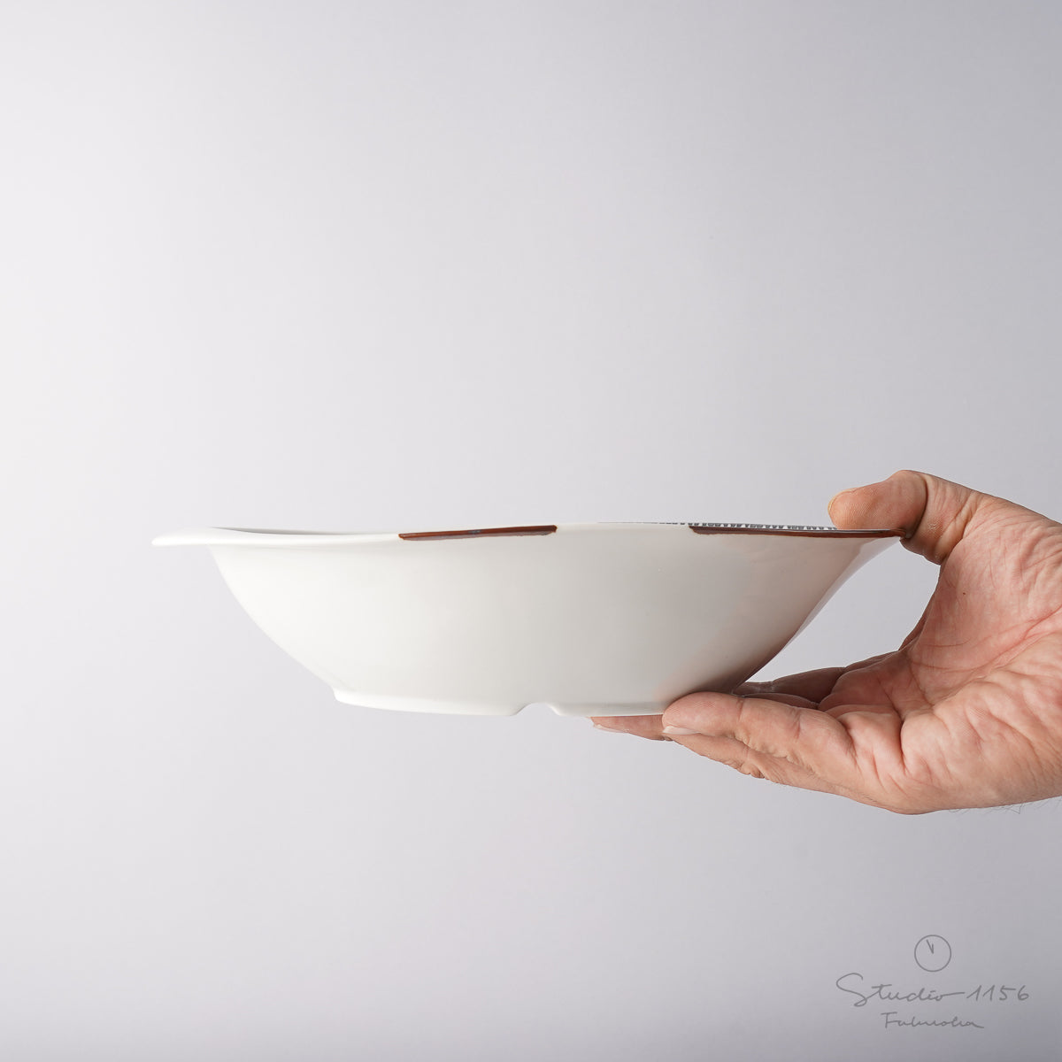 波佐見焼 ハーフライン カレーパスタ皿 25cm Fukuho Studio1156