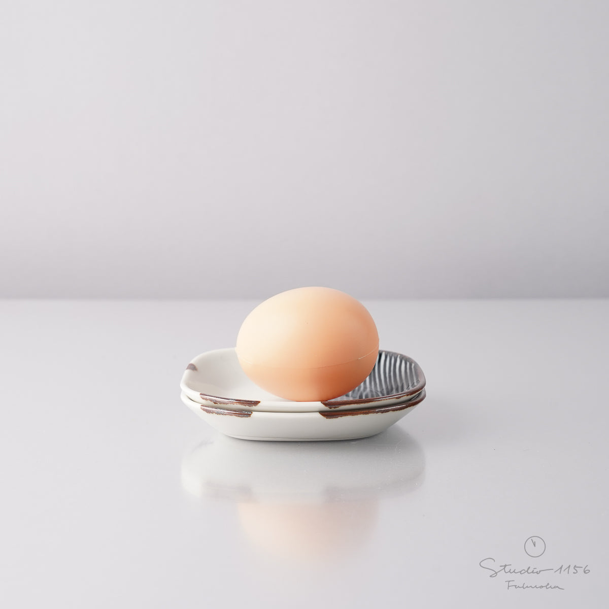 波佐見焼 ハーフライン 角小皿 9cm Fukuho Studio1156