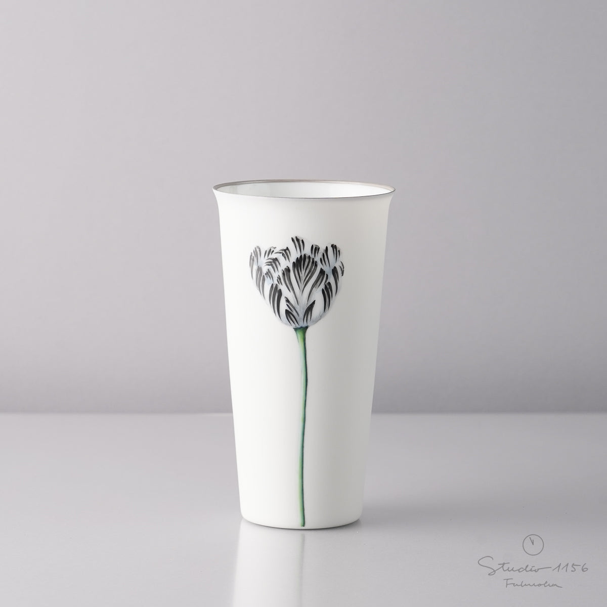 伊万里焼 Tumbler タンブラー Flower 7.5cm/350ml Tulip Black Hataman Studio1156