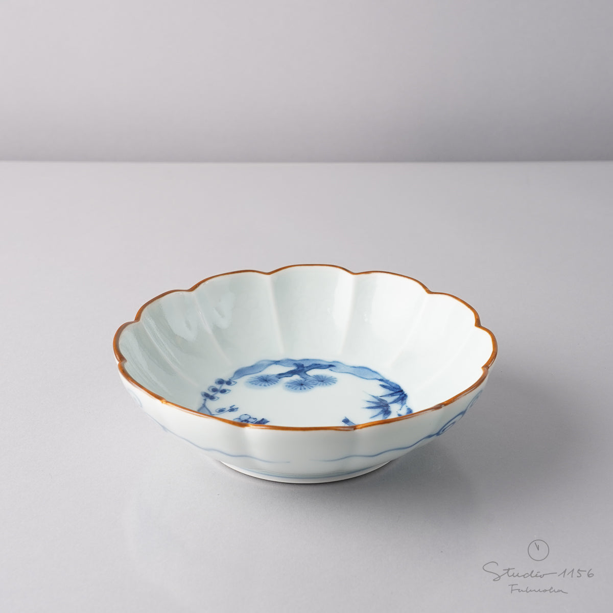 有田焼 渕錆古染 十二方割小鉢 13.5cm Housen Studio1156