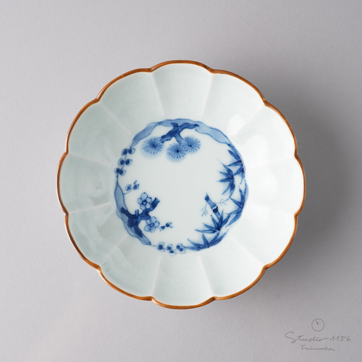 有田焼 渕錆古染 十二方割小鉢 13.5cm Housen Studio1156