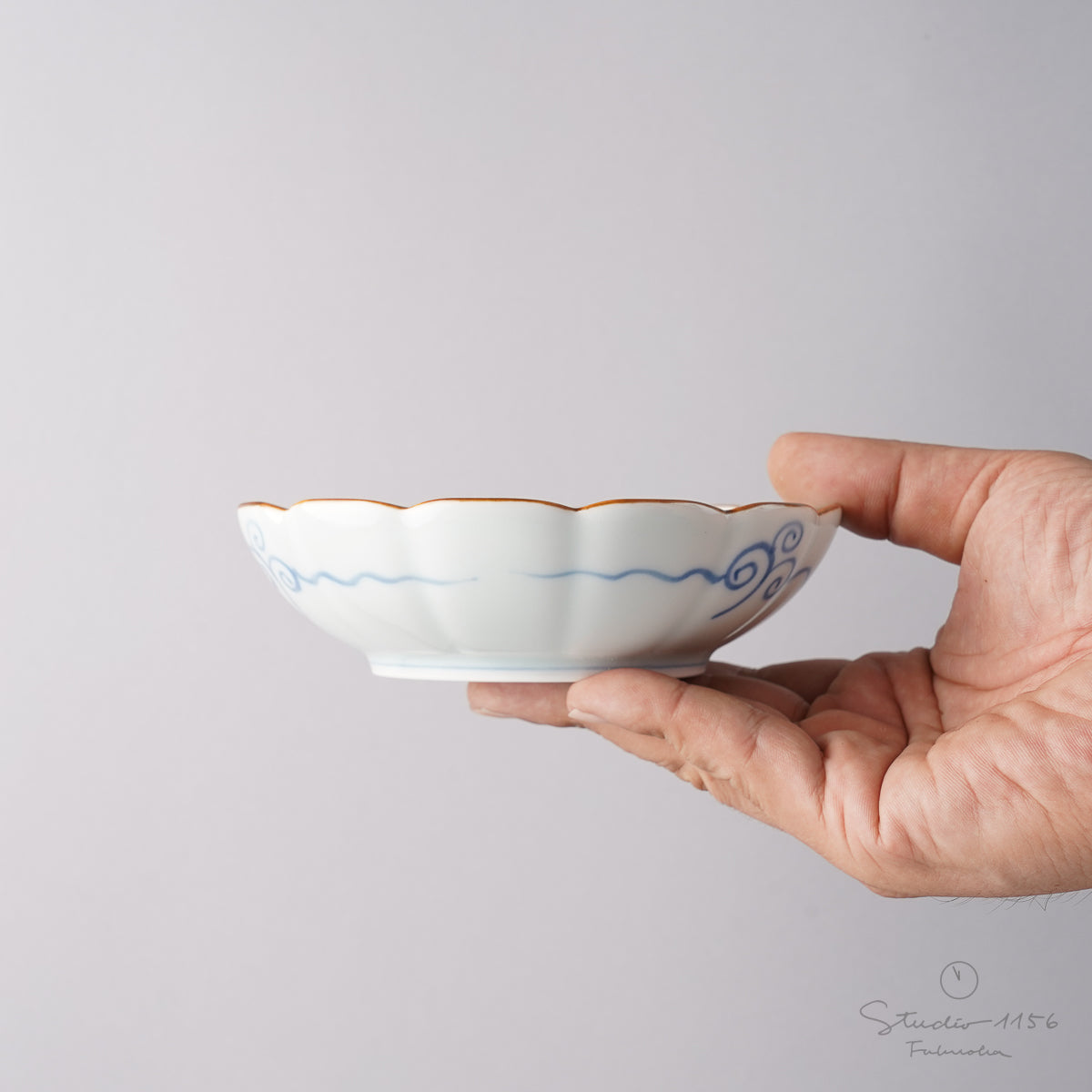 有田焼 渕錆古染 十二方割小鉢 13.5cm Housen Studio1156