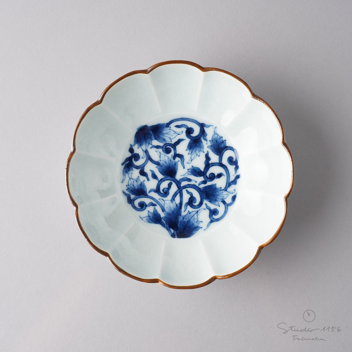 有田焼 渕錆古染 十二方割小鉢 13.5cm Housen Studio1156