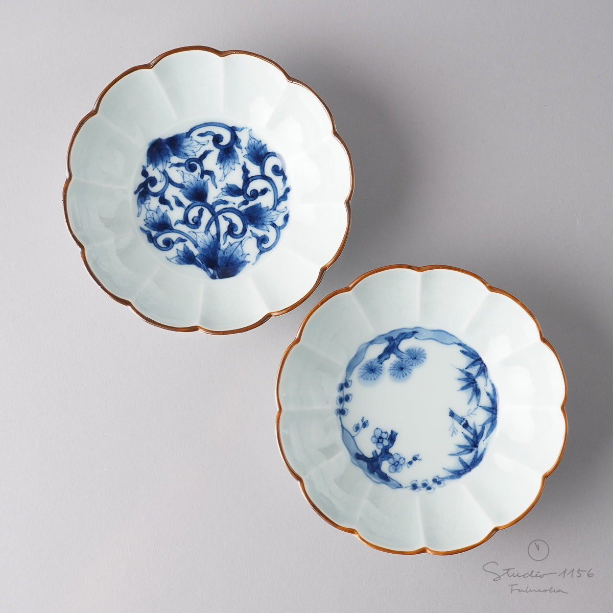 有田焼 渕錆古染 十二方割小鉢 13.5cm Housen Studio1156