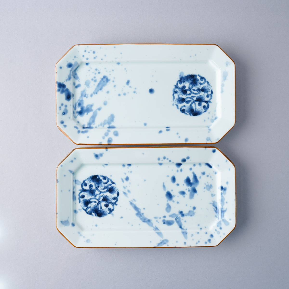 有田焼 隅切長角皿 丸紋唐草 21.5cm Housen Studio1156