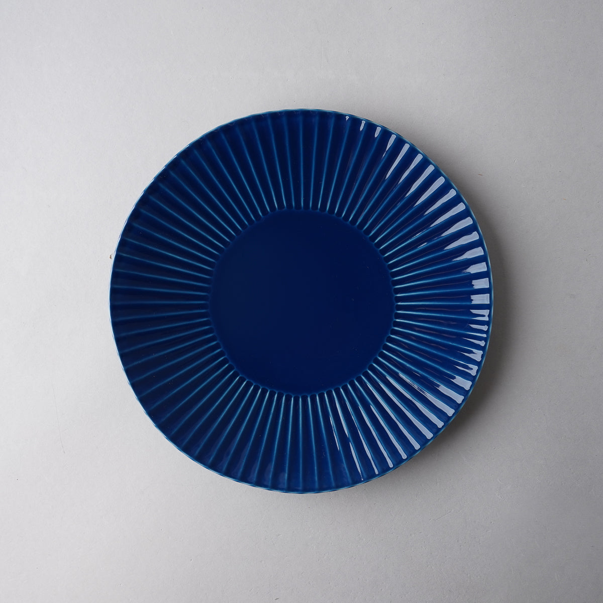 波佐見焼 Shinogi しのぎプレート(L) 21.5cm 瑠璃 Ichiryu Studio1156