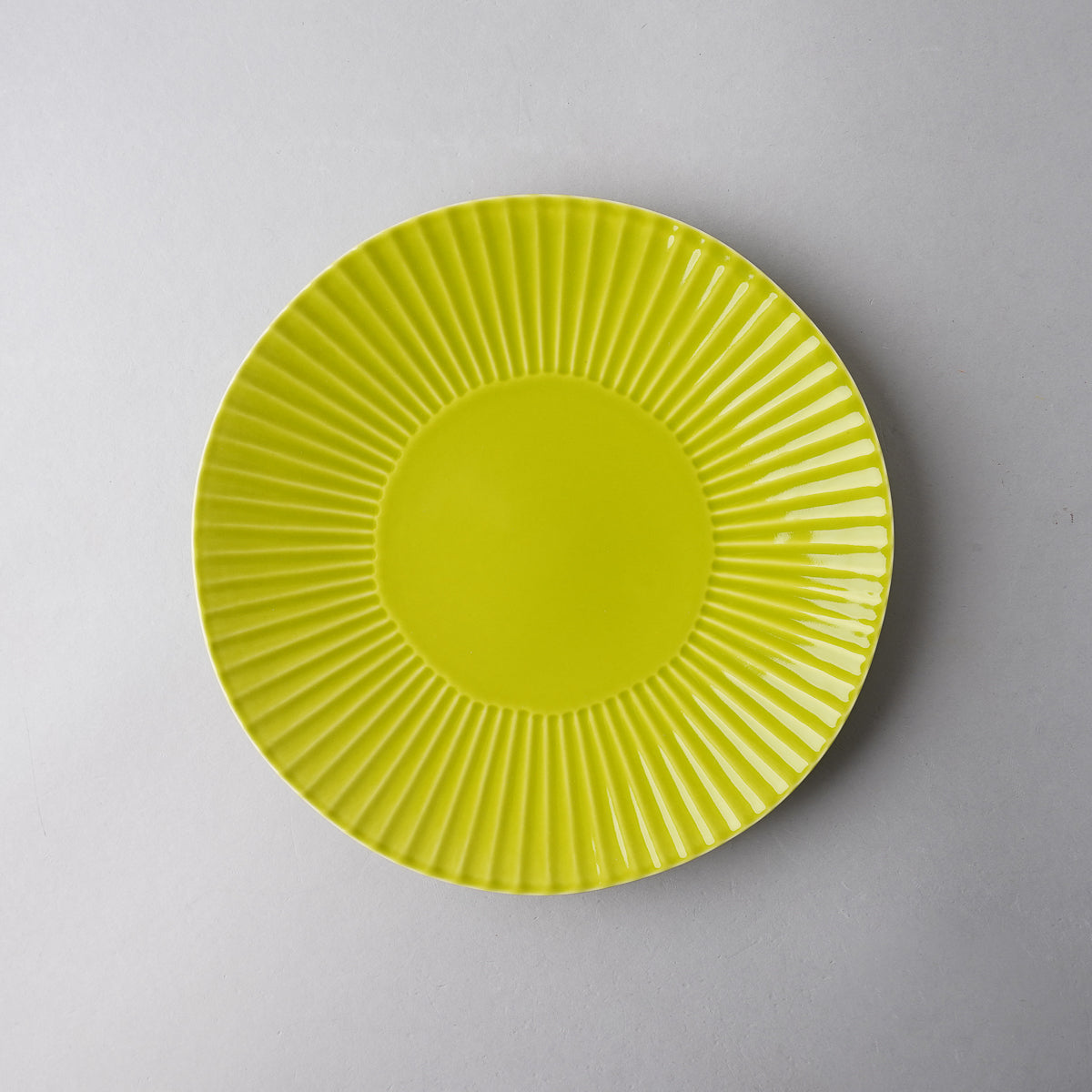 波佐見焼 Shinogi しのぎプレート(L) 21.5cm 若草 Ichiryu Studio1156