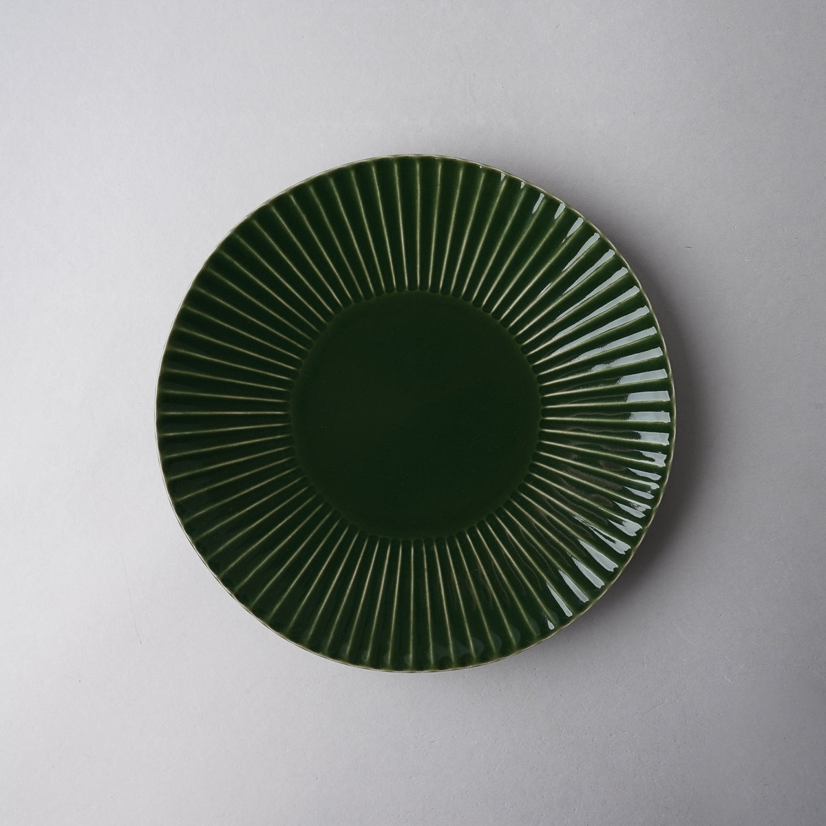 波佐見焼 Shinogi しのぎプレート(L) 21.5cm 深緑 Ichiryu Studio1156
