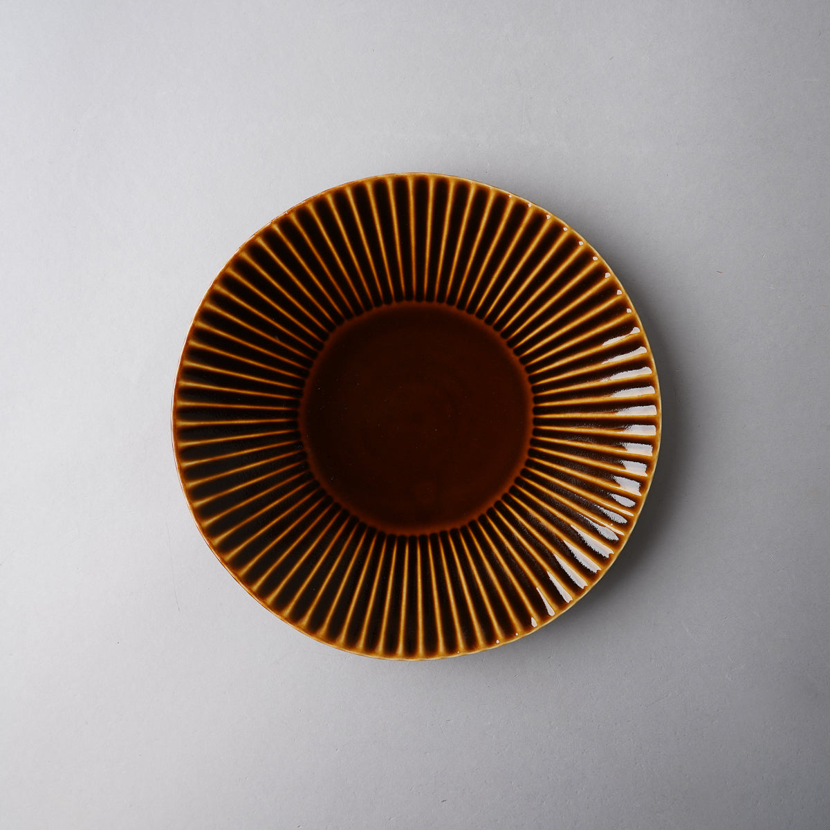 波佐見焼 Shinogi しのぎプレート(L) 21.5cm 飴釉 Ichiryu Studio1156