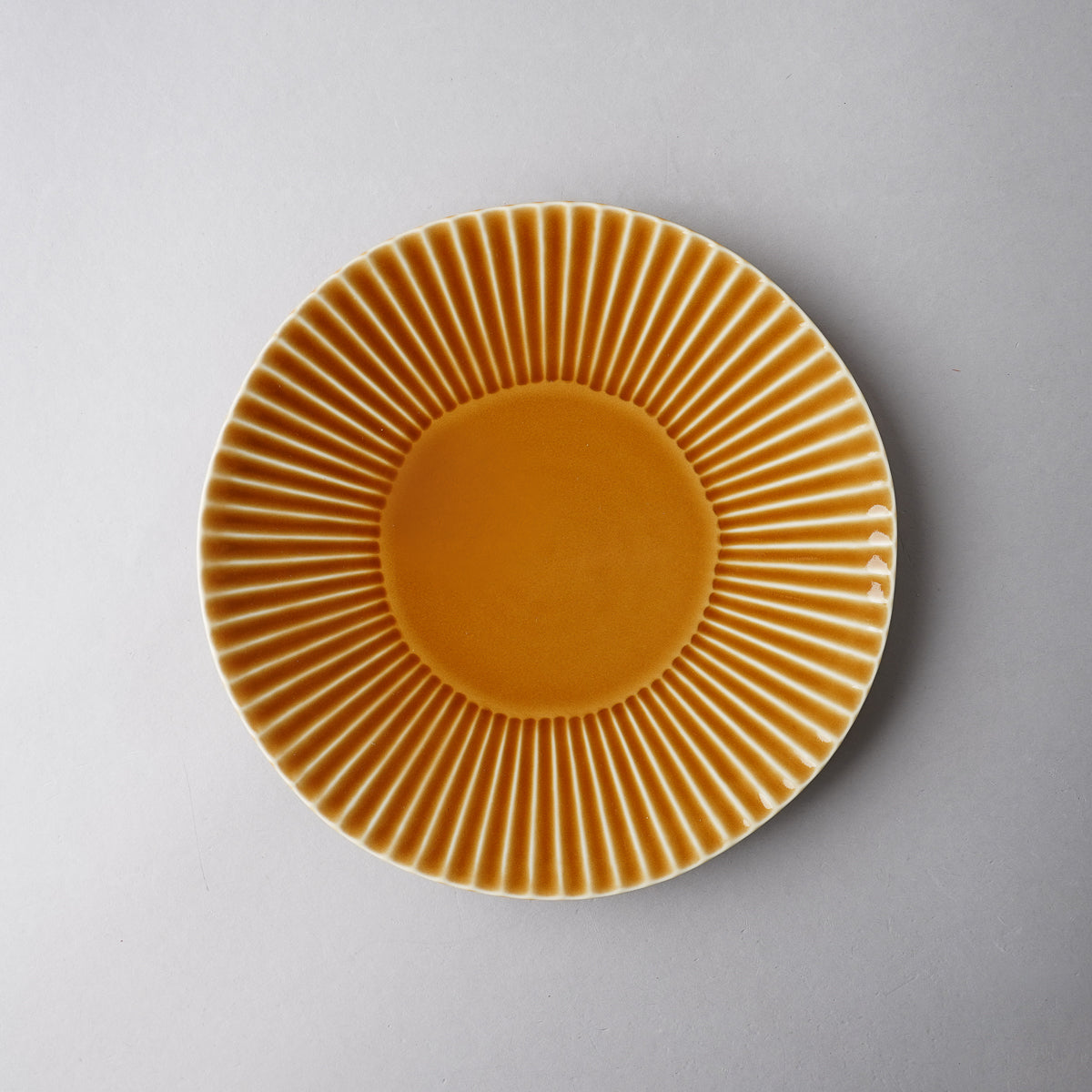 波佐見焼 Shinogi しのぎプレート(L) 21.5cm 黄朽葉 Ichiryu Studio1156