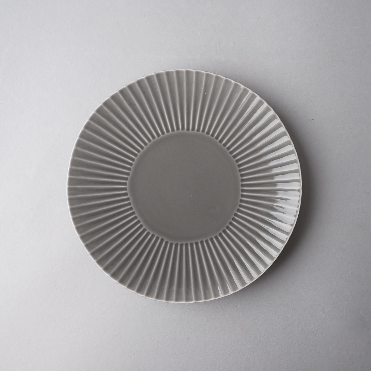 波佐見焼 Shinogi しのぎプレート(L) 21.5cm グレー Ichiryu Studio1156