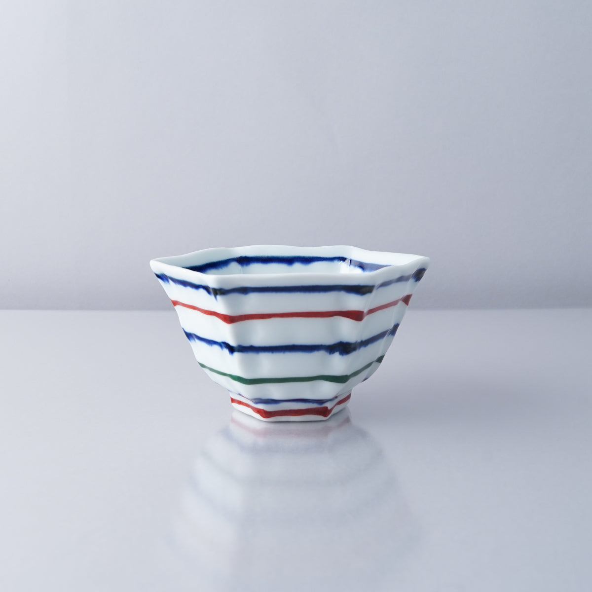 波佐見焼 六角小鉢 10cm 三色駒筋 Kogyoku Studio1156