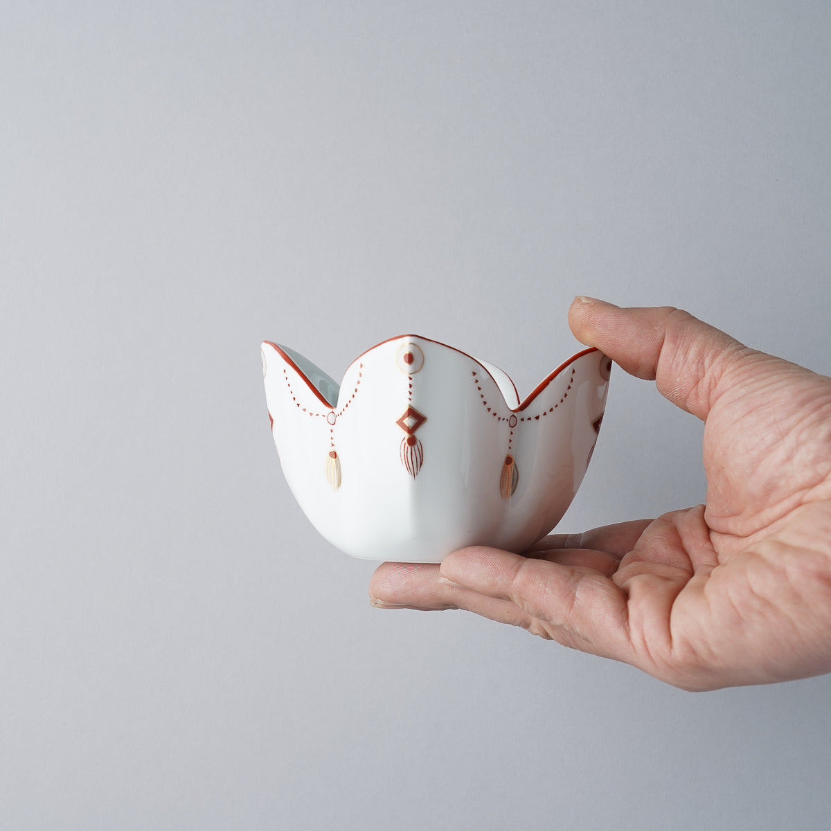 有田焼 白磁 瓔珞紋 切込小鉢 8.5cm Kouemon Studio1156