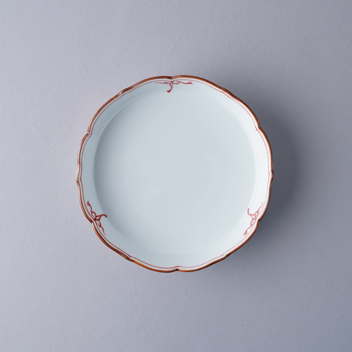 波佐見焼 瓔珞紋 桔梗渕立平皿 12.5cm 瓔珞紋(赤) Korin Studio1156