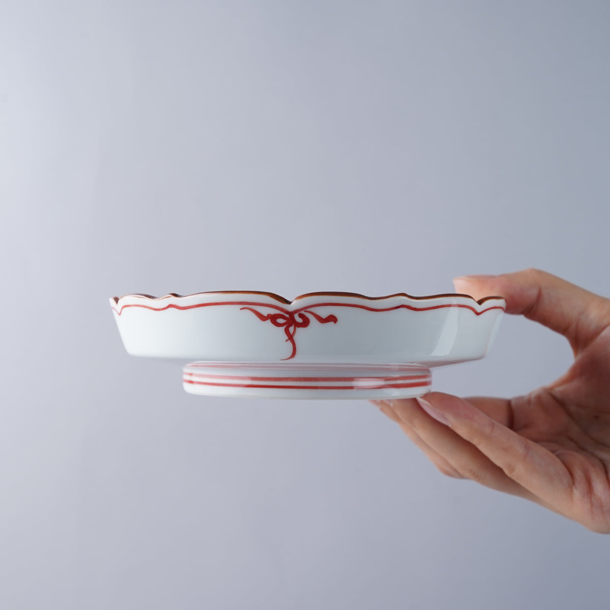 波佐見焼 瓔珞紋 桔梗渕立平皿 12.5cm Korin Studio1156