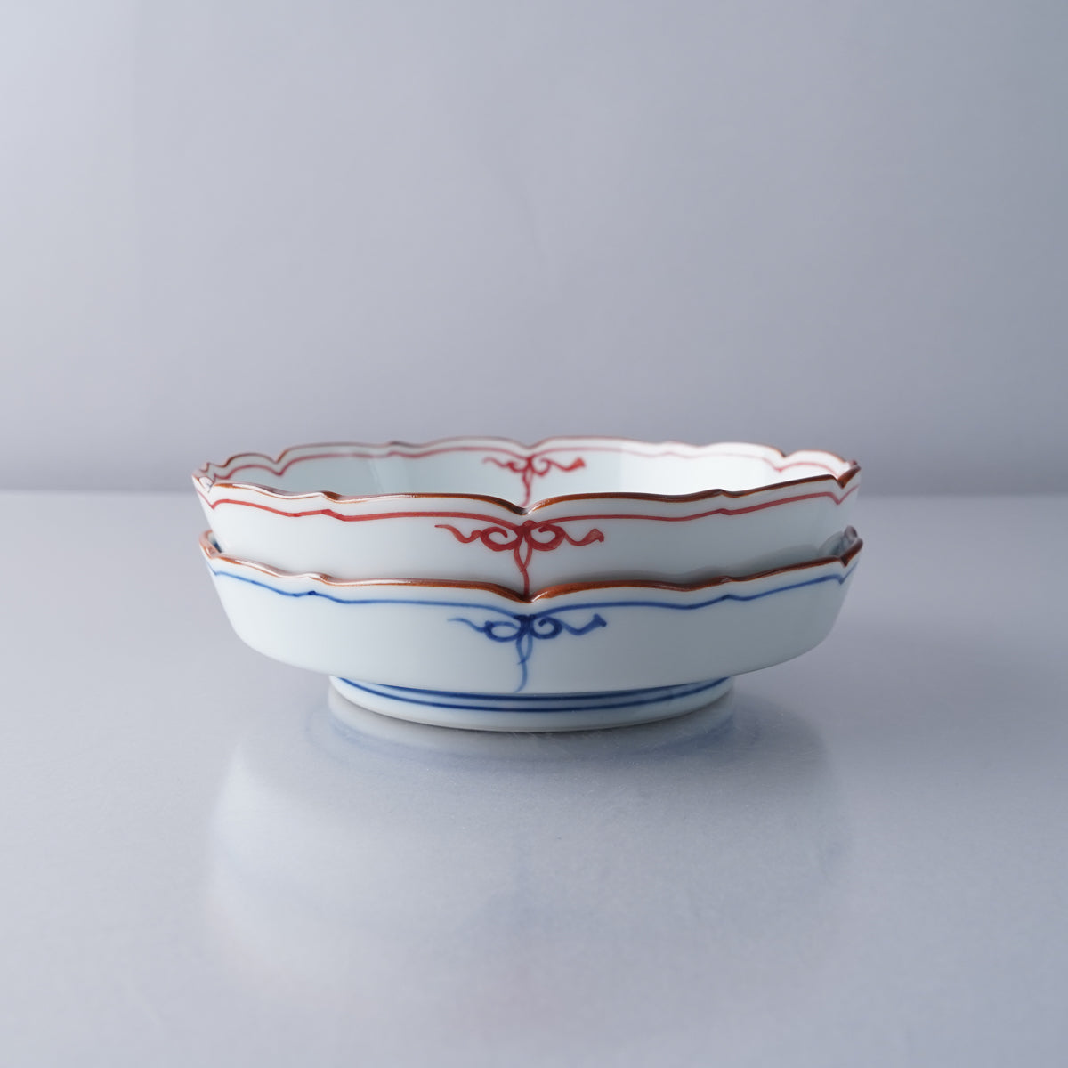 波佐見焼 瓔珞紋 桔梗渕立平皿 12.5cm Korin Studio1156