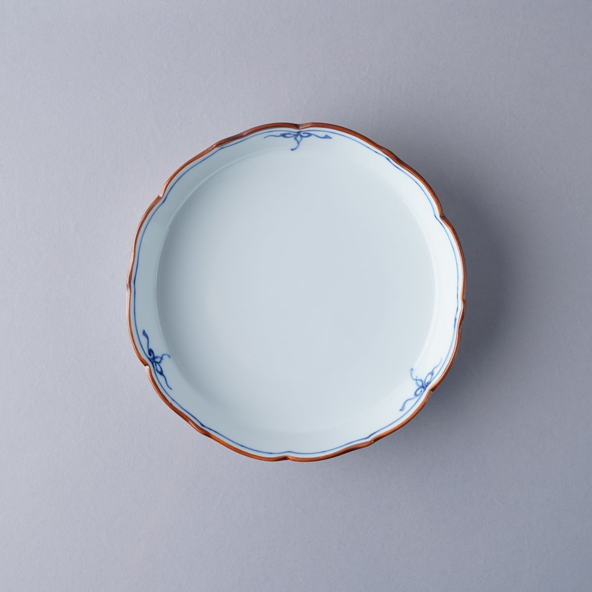 波佐見焼 瓔珞紋 桔梗渕立平皿 12.5cm 瓔珞紋(染付) Korin Studio1156