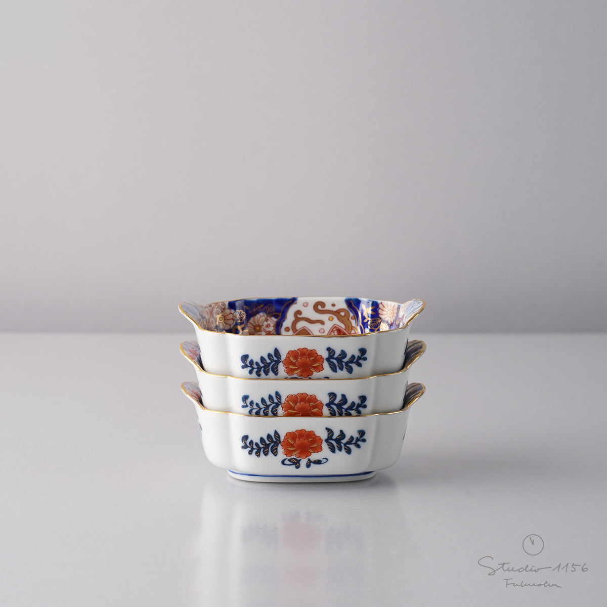 有田焼 染錦金彩 松竹梅鶴絵 小付 9.5cm Kisen Studio1156