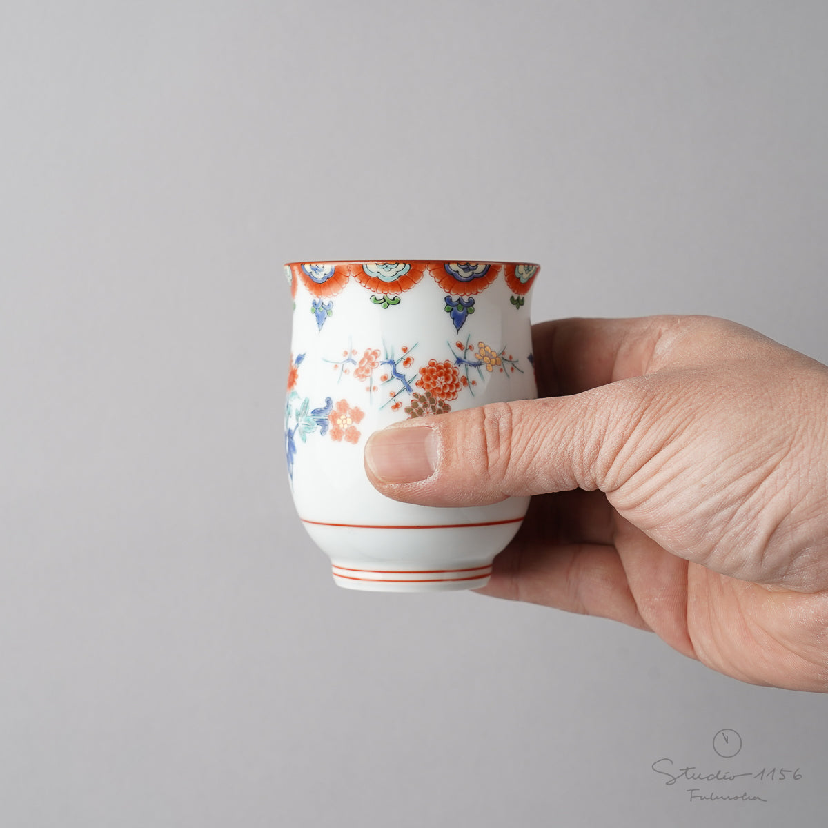 有田焼 色絵梅菊紋 急須と湯呑み 湯呑み(小) Kisen Studio1156