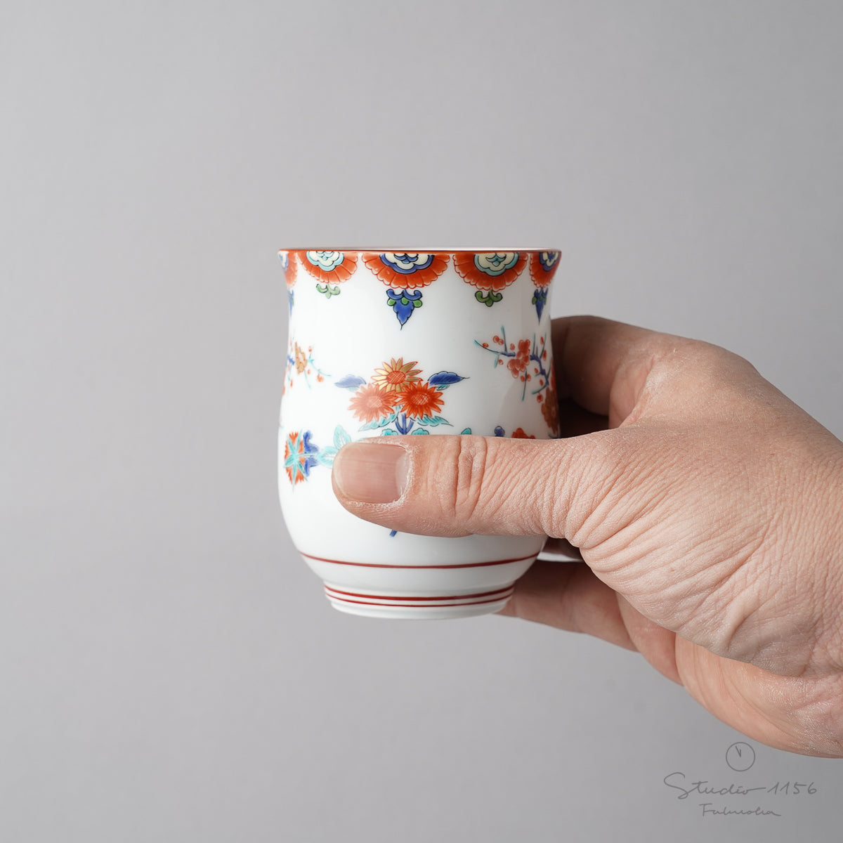 有田焼 色絵梅菊紋 急須と湯呑み 湯呑み(大) Kisen Studio1156