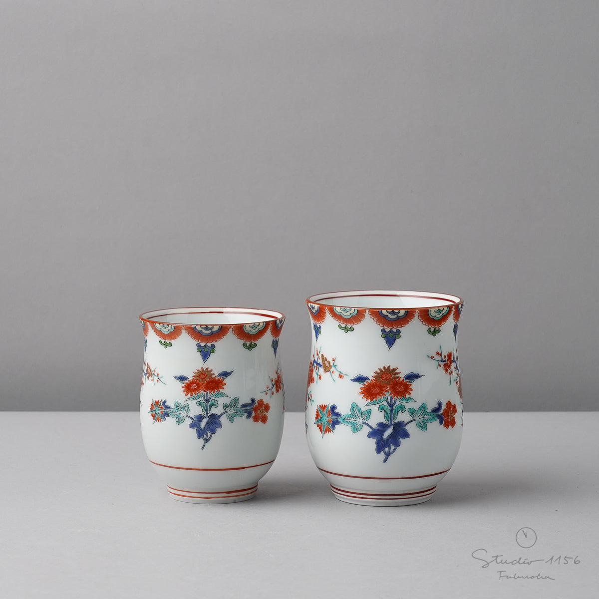 有田焼 色絵梅菊紋 急須と湯呑み Kisen Studio1156