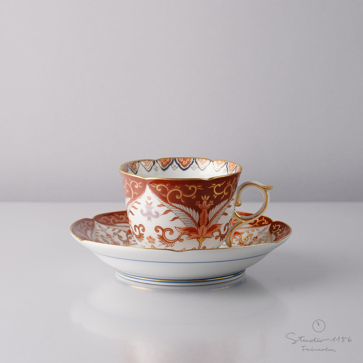 有田焼 赤濃金彩唐草 コーヒー碗皿 カップ&ソーサー 180ml Kisen Studio1156