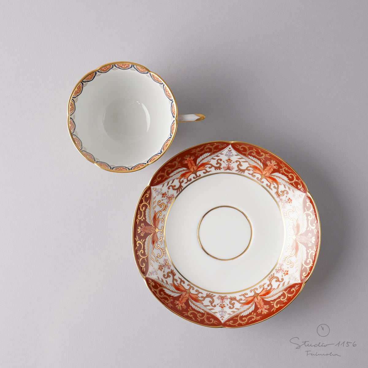 有田焼 赤濃金彩唐草 コーヒー碗皿 カップ&ソーサー 180ml Kisen Studio1156