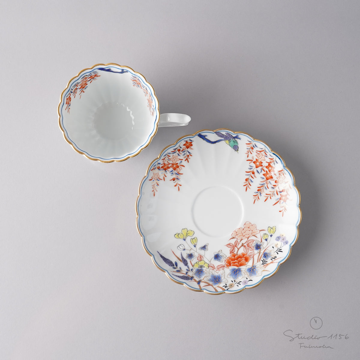 有田焼 君子紋 コーヒー碗皿 カップ&ソーサー 180ml Kisen Studio1156