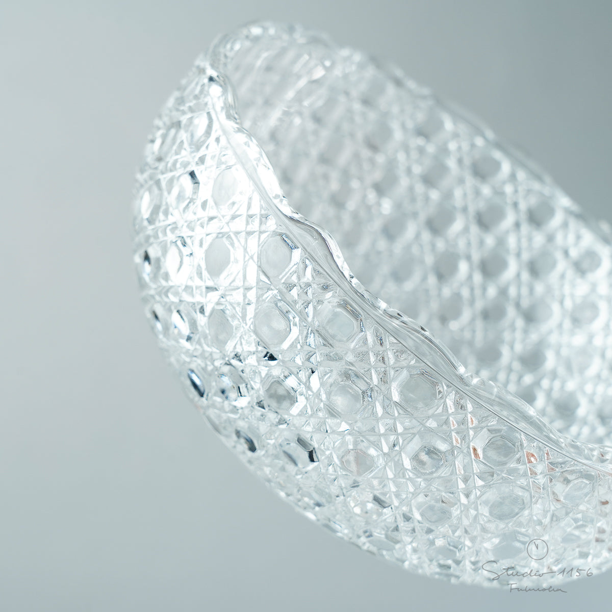 ガラス食器 籠目丸洗鉢 13cm CR(クリア) Mizusaki-glass Studio1156