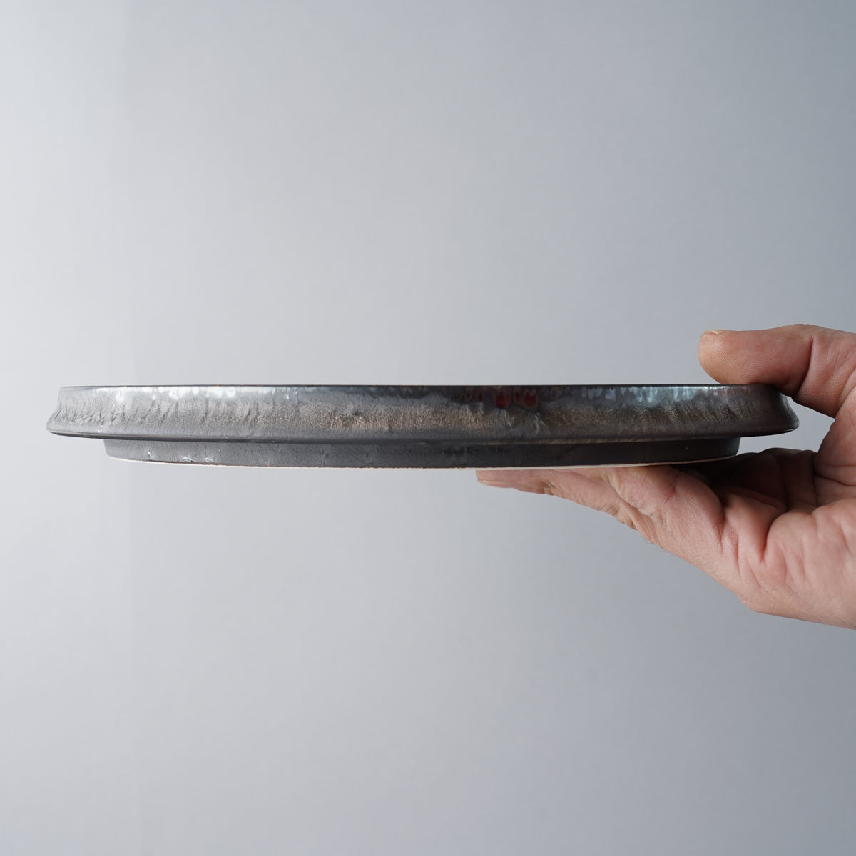 美濃焼 溶岩流 八五寸 フラットプレート 25.5cm Mino-ware Studio1156