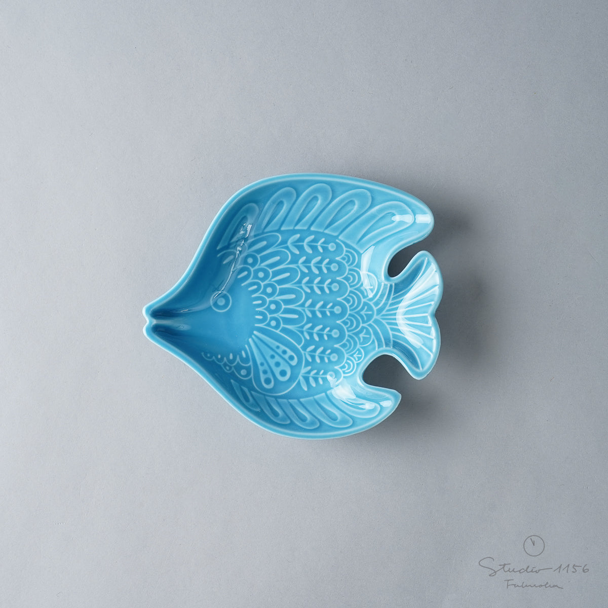 波佐見焼 アールシーボリ チョウチョウウオ科 小皿 12cm スカイブルー natural69 Studio1156