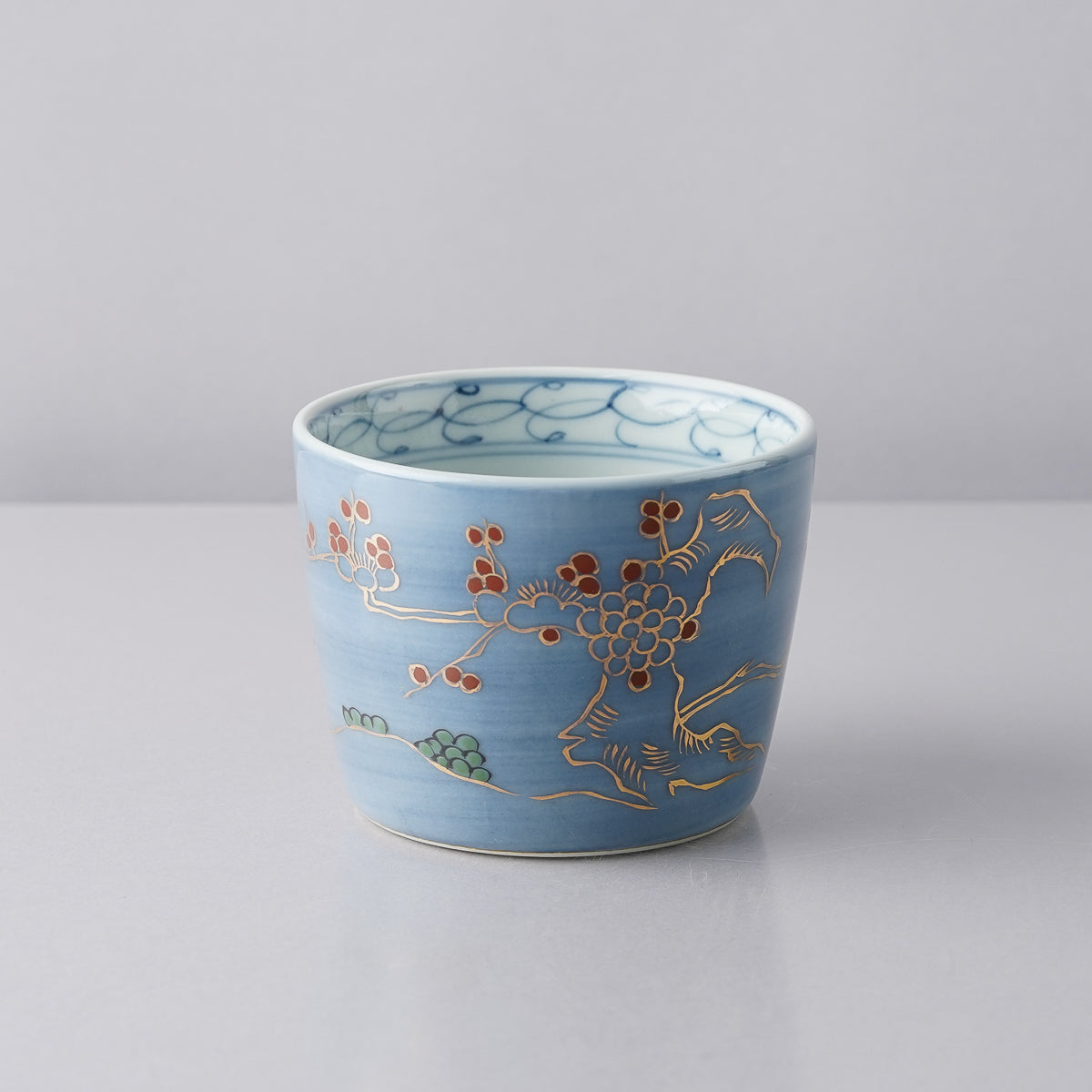 有田焼 色絵 瑠璃地梅紋 そば猪口(大) 220ml Riso Studio1156