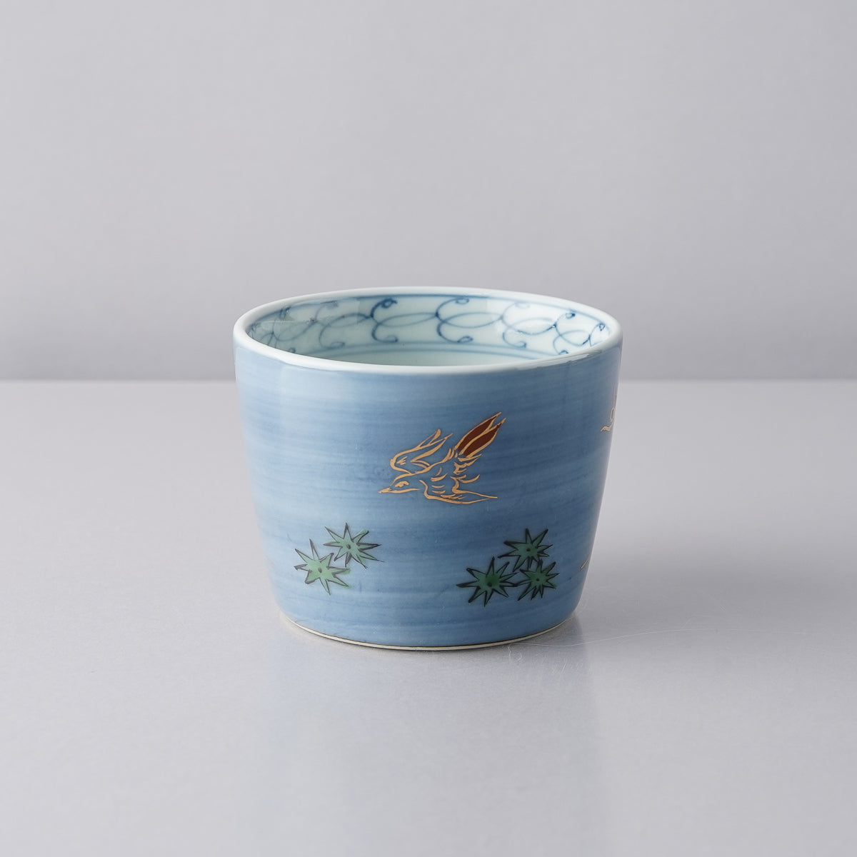 有田焼 色絵 瑠璃地梅紋 そば猪口(大) 220ml Riso Studio1156