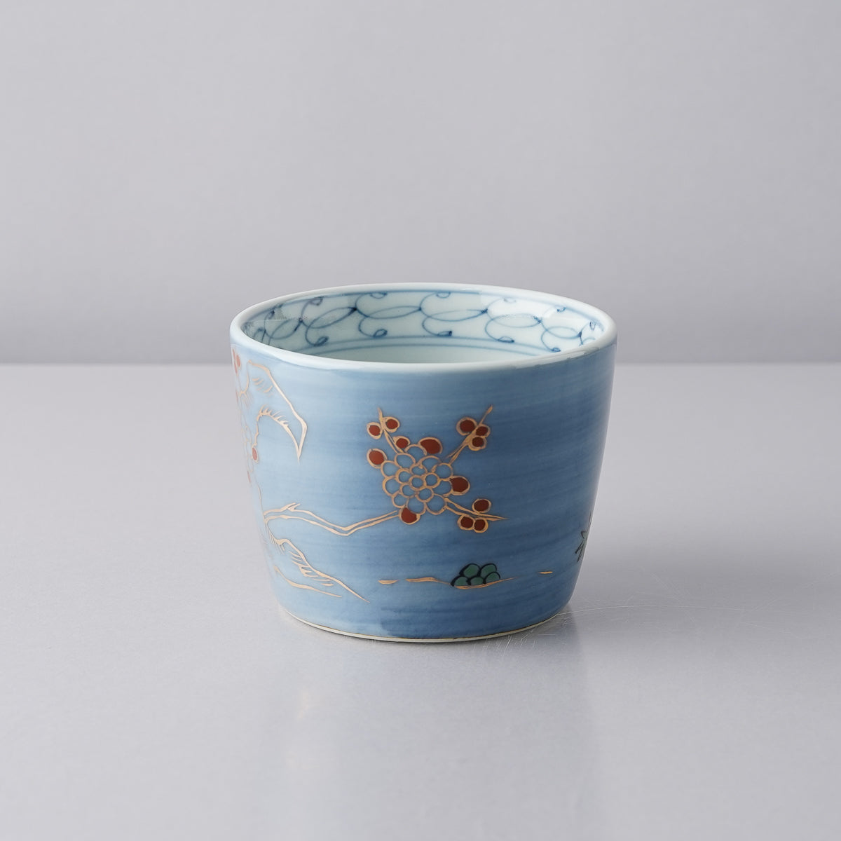 有田焼 色絵 瑠璃地梅紋 そば猪口(大) 220ml Riso Studio1156