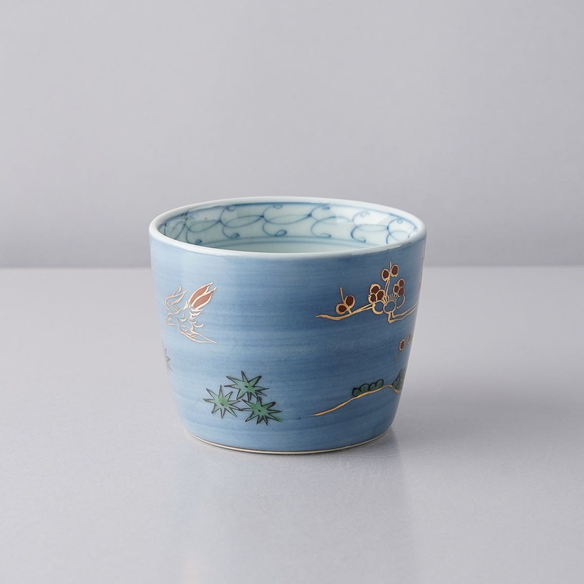 有田焼 色絵 瑠璃地梅紋 そば猪口(大) 220ml Riso Studio1156