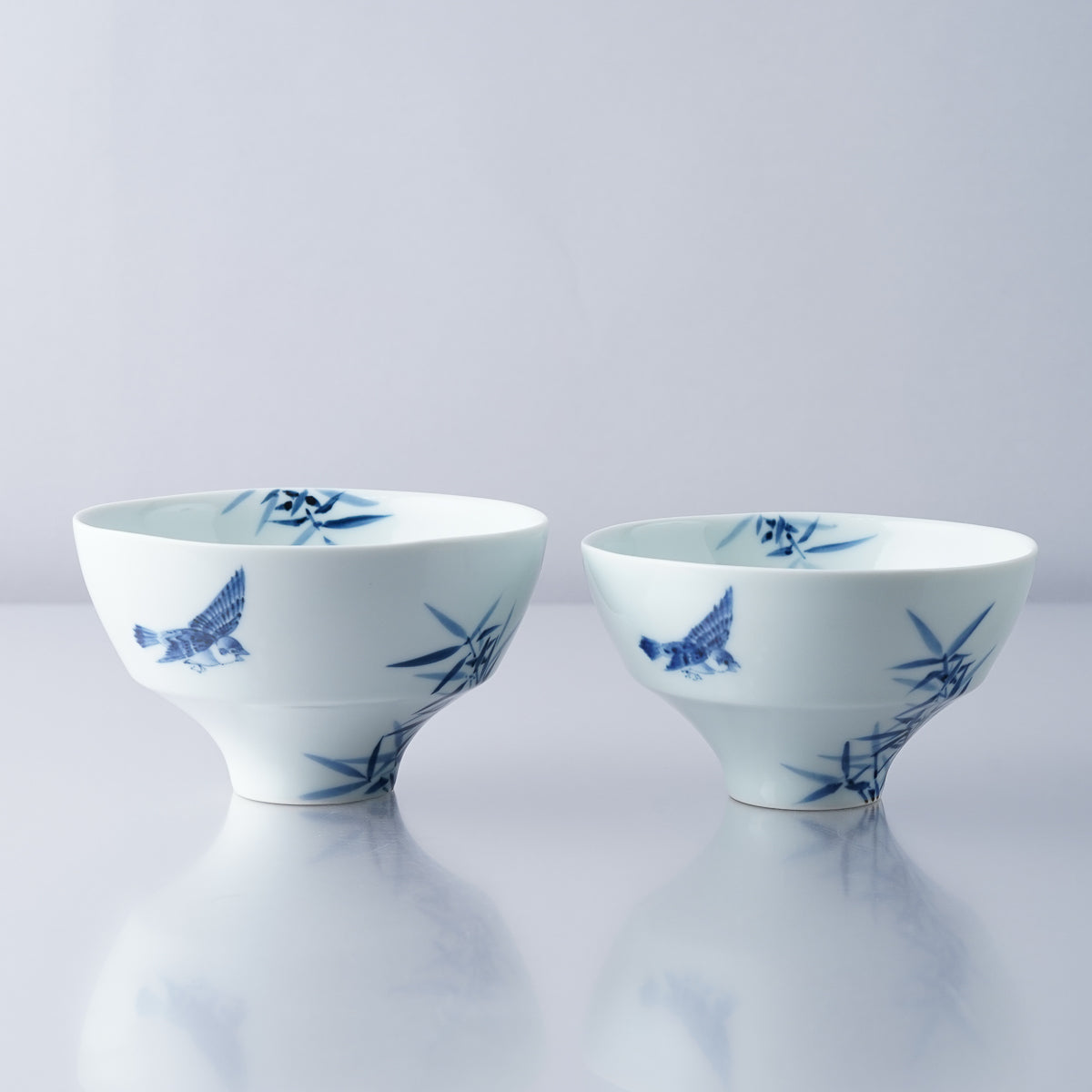 有田焼 染付竹雀紋 ご飯茶碗(大/小) 夫婦茶碗 Riso Studio1156
