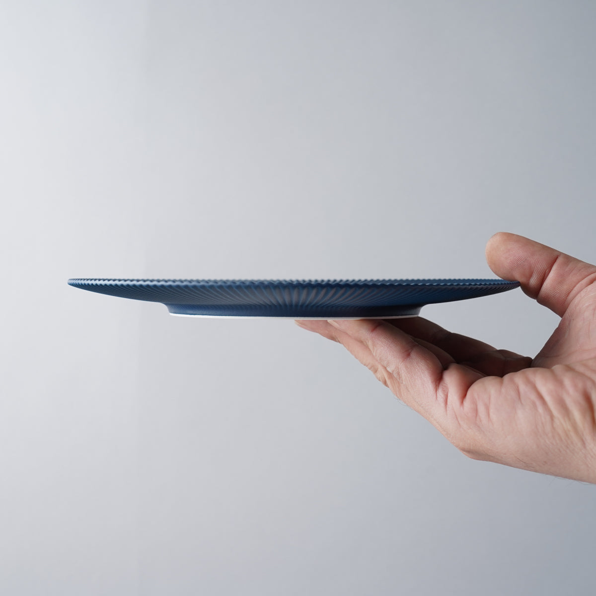 有田焼 ルリマット 鎬丸皿 プレート 20.5cm Riso Studio1156