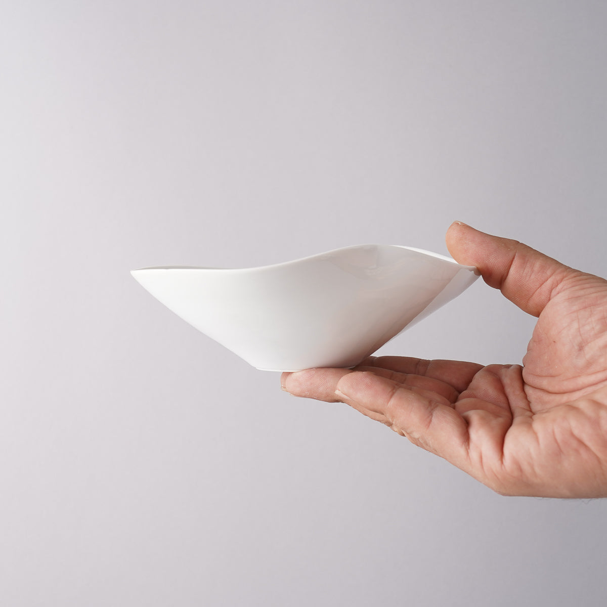 有田焼 白磁瓢型内線彫 薄手五寸平鉢 15cm Shouhei Studio1156