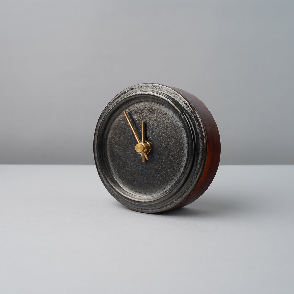 美濃焼 TILE WOOD CLOCK 陶器時計 置き時計 電池付 メタル釉(WZ-04) SUGY Studio1156
