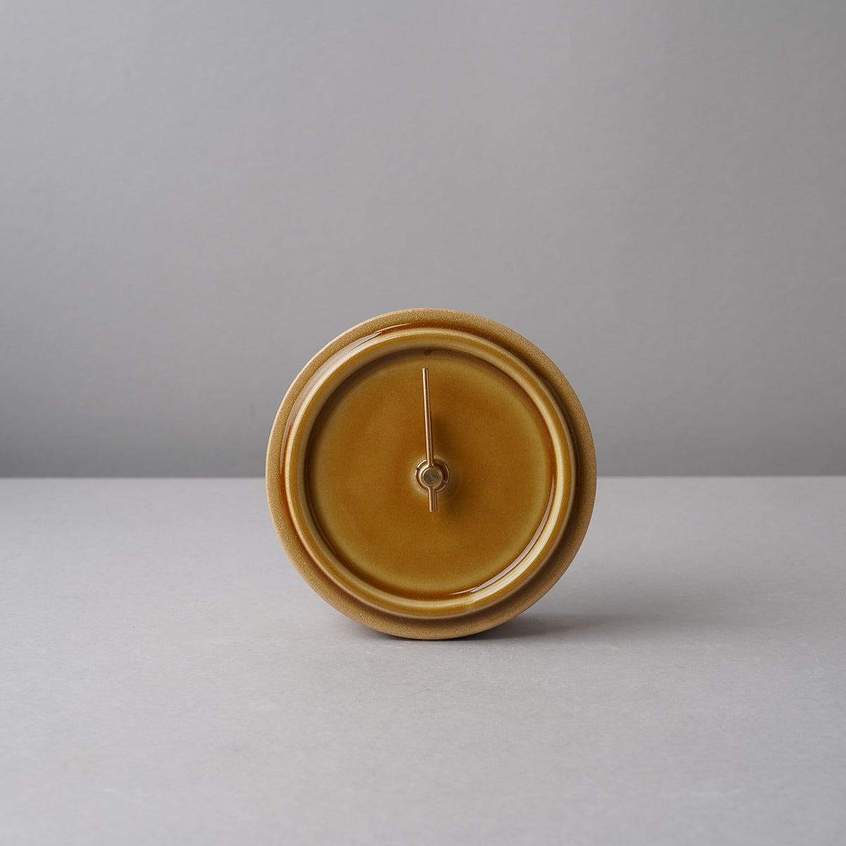 美濃焼 TILE WOOD CLOCK 陶器時計 置き時計 電池付 ペールイエロー(WP-14) SUGY Studio1156