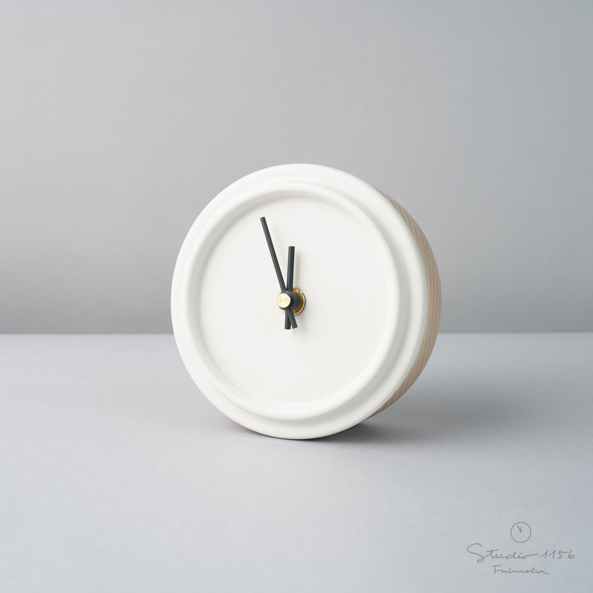 美濃焼 Baum 陶器時計 置き時計 電池付 スノーホワイト(Baum-01) SUGY Studio1156