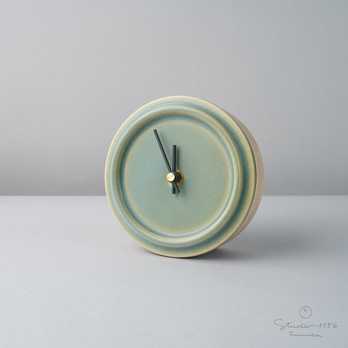 美濃焼 Baum 陶器時計 置き時計 電池付 フォレストグリーン(Baum-03) SUGY Studio1156