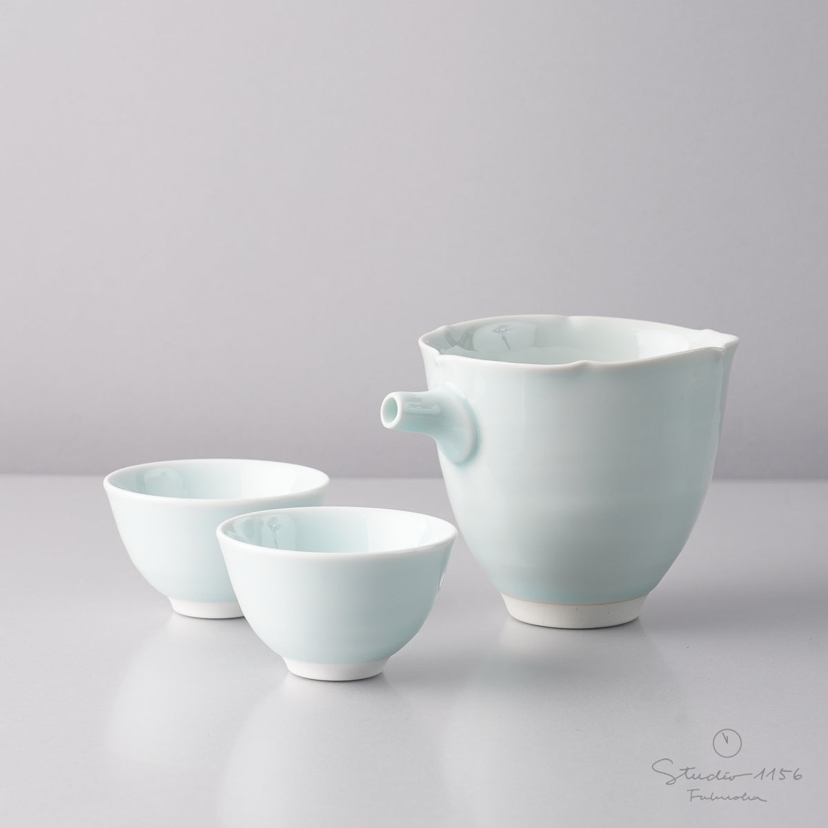 波佐見焼 青白磁 片口酒器とぐい呑み Koushun Studio1156