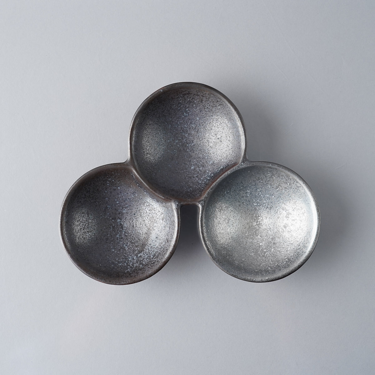 有田焼 三組小皿 仕切り皿(L) 17.5cm 黒々銀 Touetsu Studio1156