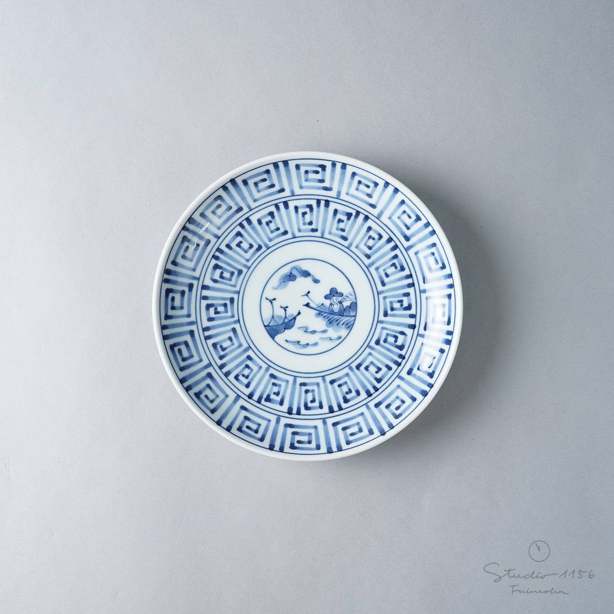 波佐見焼 染付 五寸丸皿 15cm 南蛮図 Takayama Studio1156
