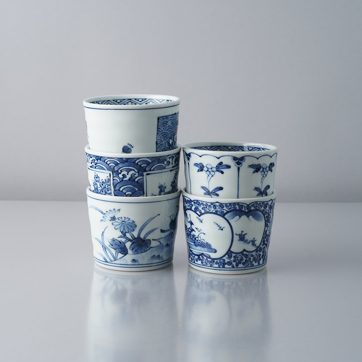 波佐見焼 染付 手彫そば猪口 190ml Takayama Studio1156