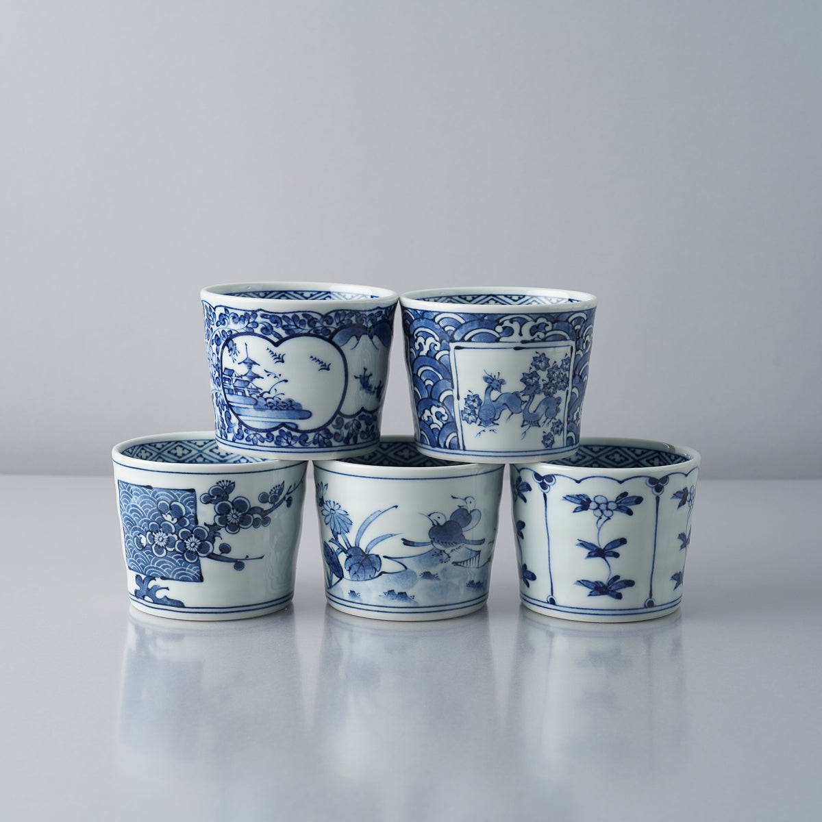 波佐見焼 染付 手彫そば猪口 190ml Takayama Studio1156