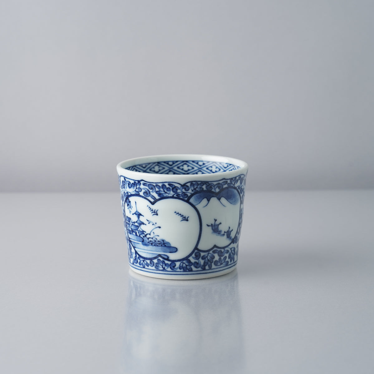 波佐見焼 染付 手彫そば猪口 190ml 山水百景 Takayama Studio1156