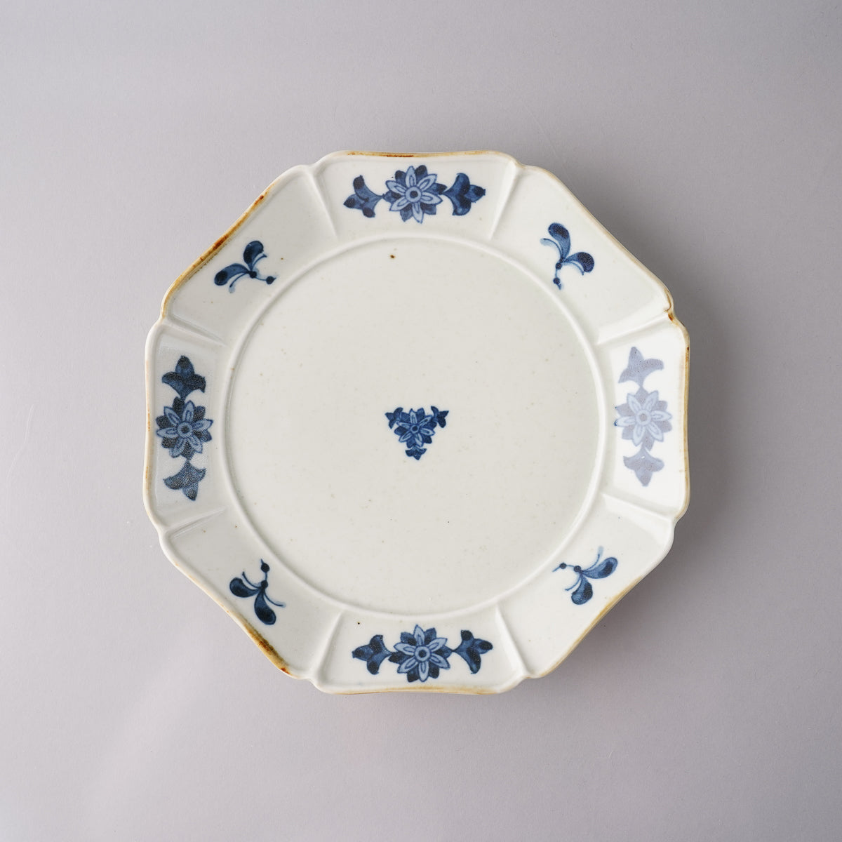 波佐見焼 八方七寸皿 21cm 古染花 Toubou-ao Studio1156